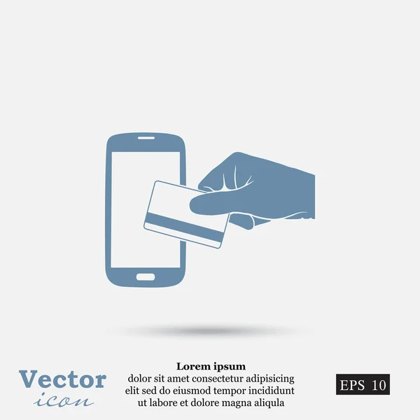 Tarjeta de crédito y teléfono móvil moderno icono — Vector de stock