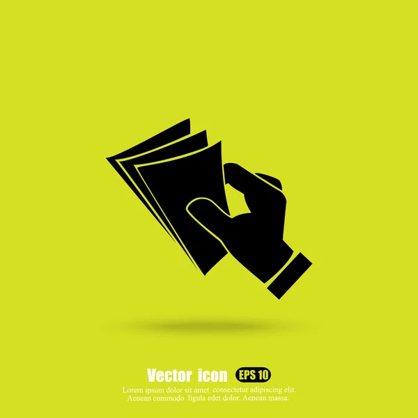 Dinero en la mano icono — Vector de stock