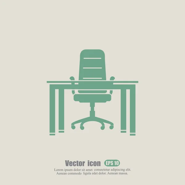 Mesa de oficina y silla icono — Vector de stock