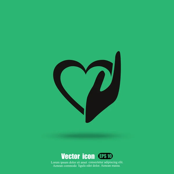 Hand with heart icon — Stock Vector