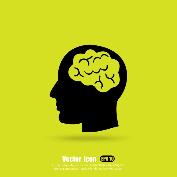 Cabeça humana com ícone do cérebro —  Vetores de Stock
