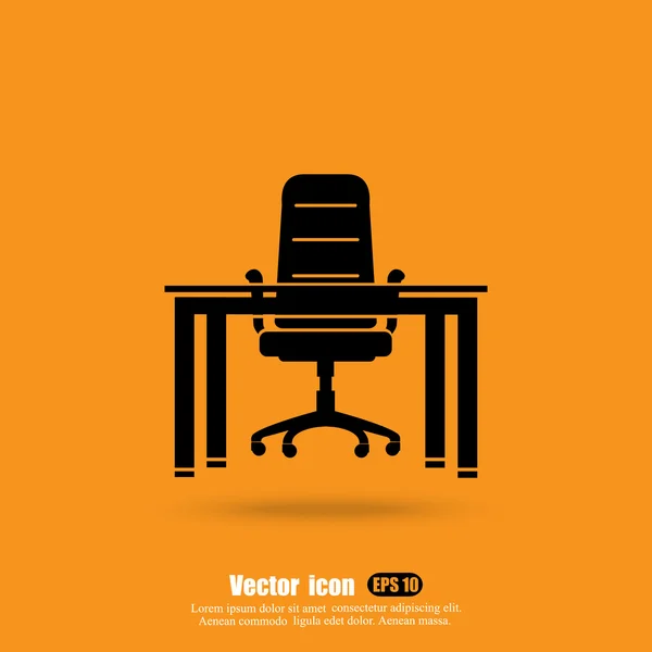 Office table and chair icon — Stock Vector