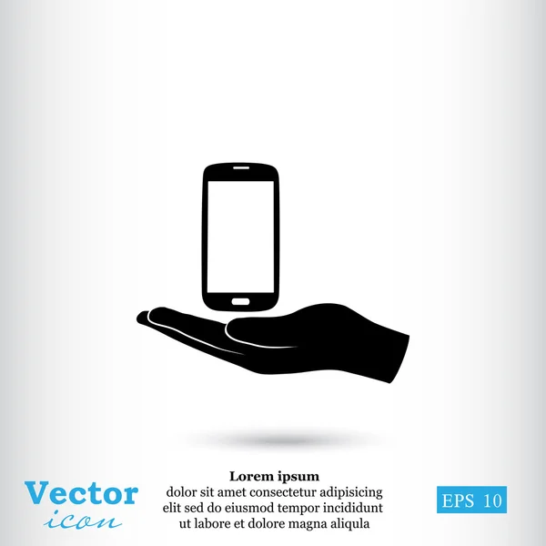 Téléphone portable dans la main icône — Image vectorielle