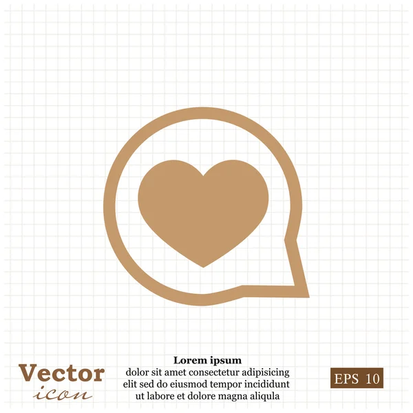 Corazón en el icono de la burbuja del habla — Vector de stock