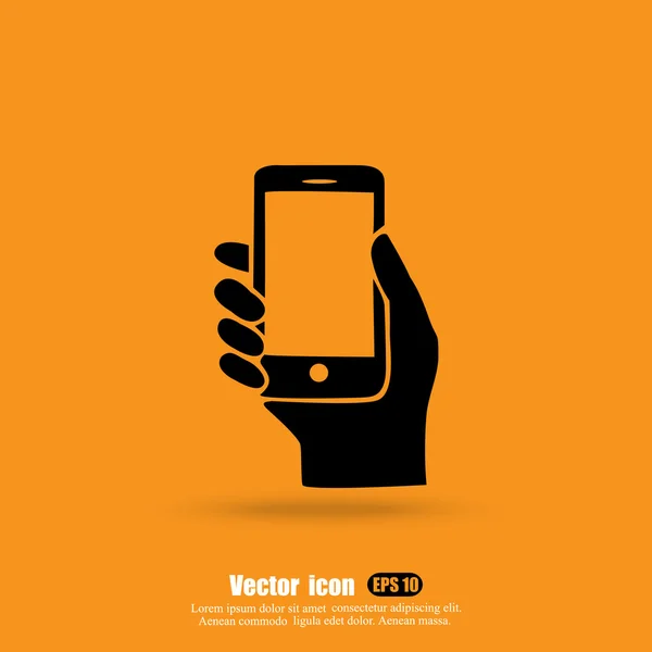 Mobilní telefon v rukou ikony — Stockový vektor