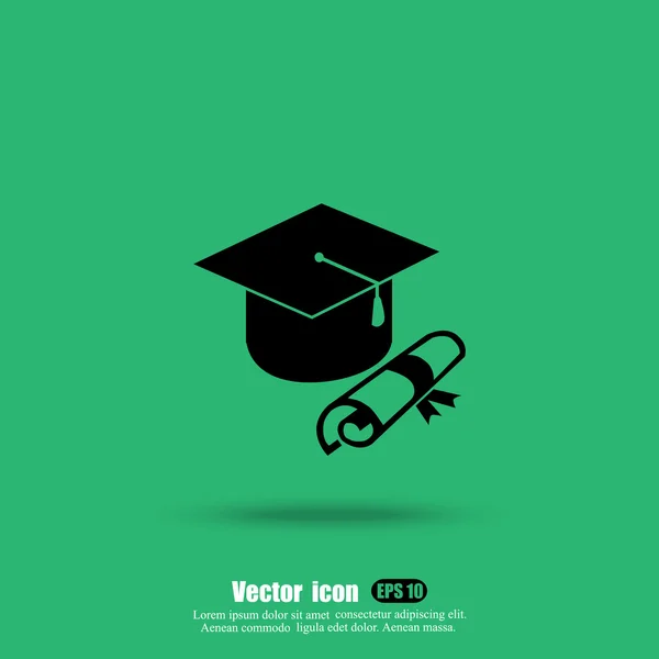 Boné de graduação e diploma — Vetor de Stock