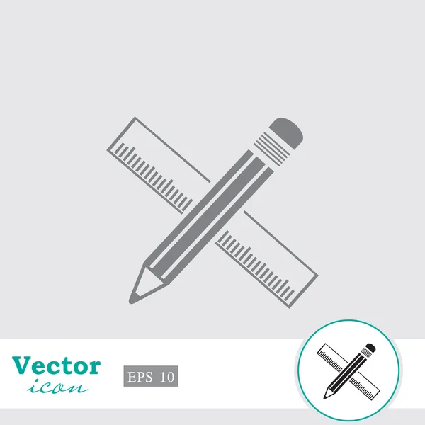Pensil dengan ikon penggaris - Stok Vektor