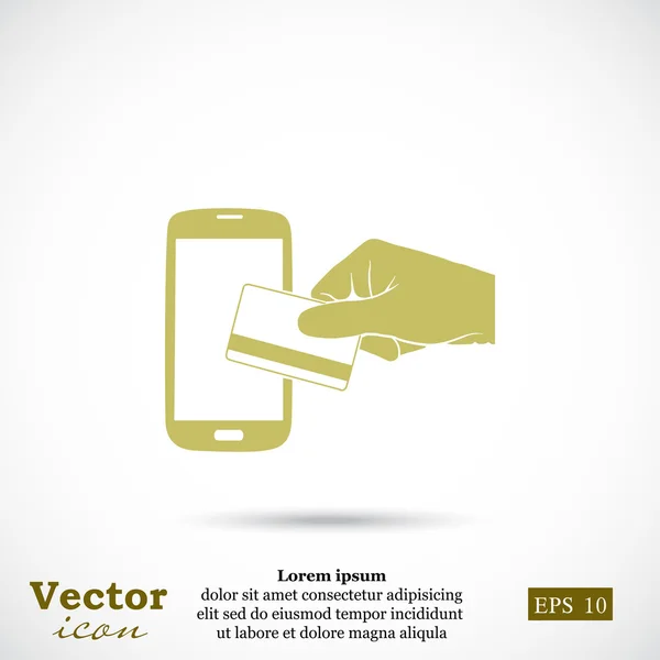 Tarjeta de crédito y teléfono móvil moderno icono — Vector de stock