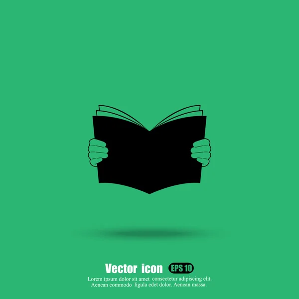 Libro abierto en manos humanas — Vector de stock