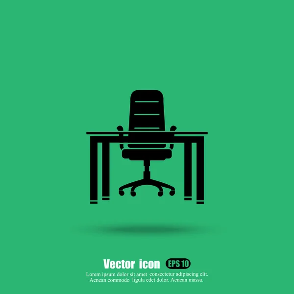 Bürotisch und Stuhl Ikone — Stockvektor