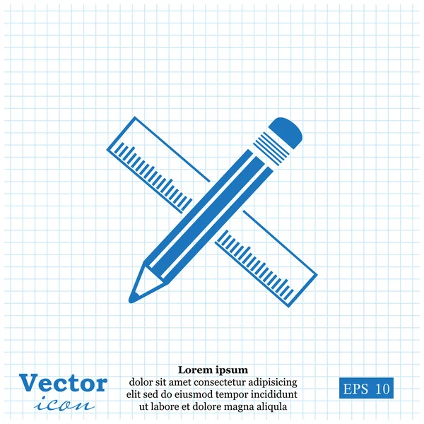 Crayon avec icône de la règle — Image vectorielle