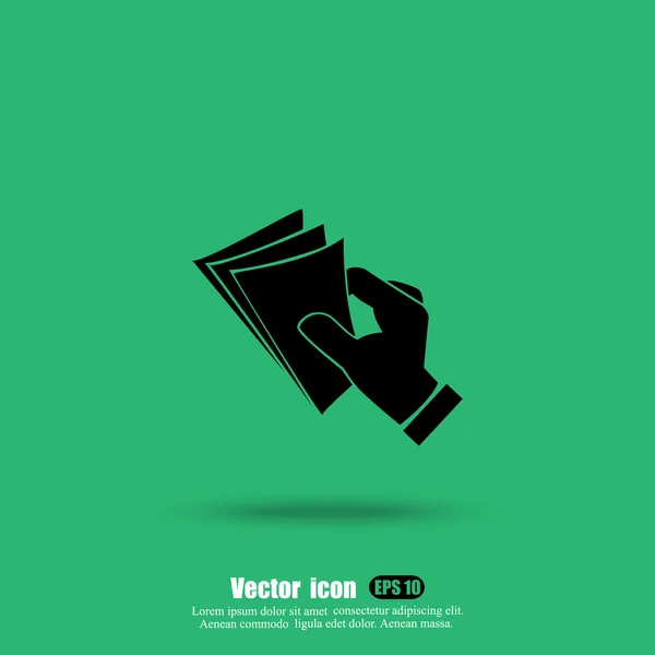 Dinero en la mano icono — Vector de stock