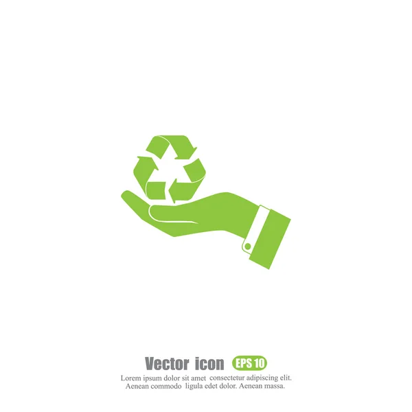Mão segurando sinal de reciclagem — Vetor de Stock