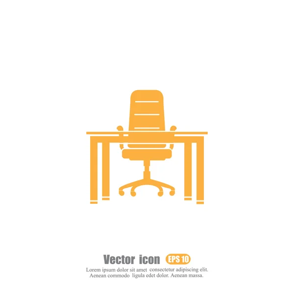 Mesa de escritório e ícone da cadeira — Vetor de Stock