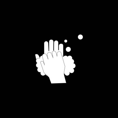 El yıkama, yıkama, hijyen tabelası. Siyah bir arkaplanda