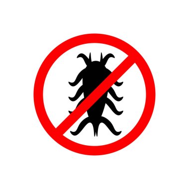 Antivirüs işareti. Kırmızı çizgili mikrop daire işareti