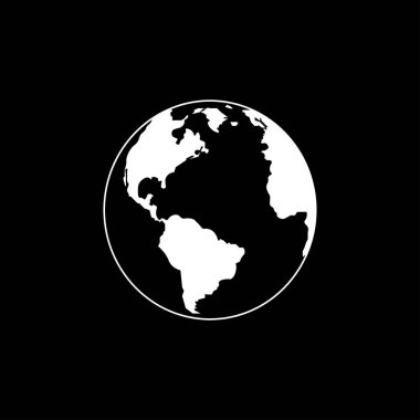 Siyah arkaplanda dünya küresi sembolü. Stok vektör simgesi.