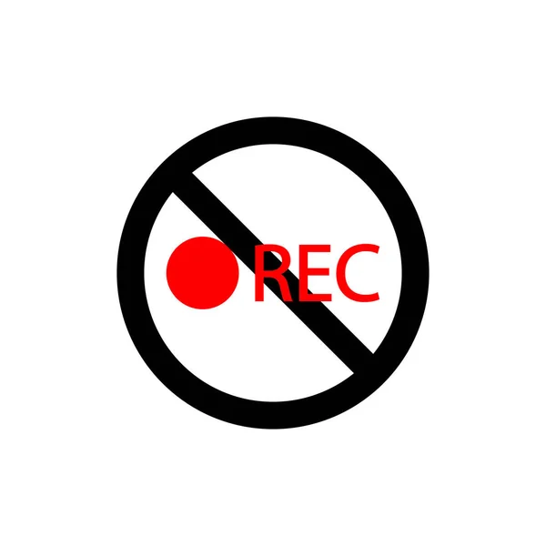 Μην Τραβάτε Βίντεο Κόκκινη Κουκίδα Και Λέξη Rec Διαγραμμένο Κυκλικό — Διανυσματικό Αρχείο