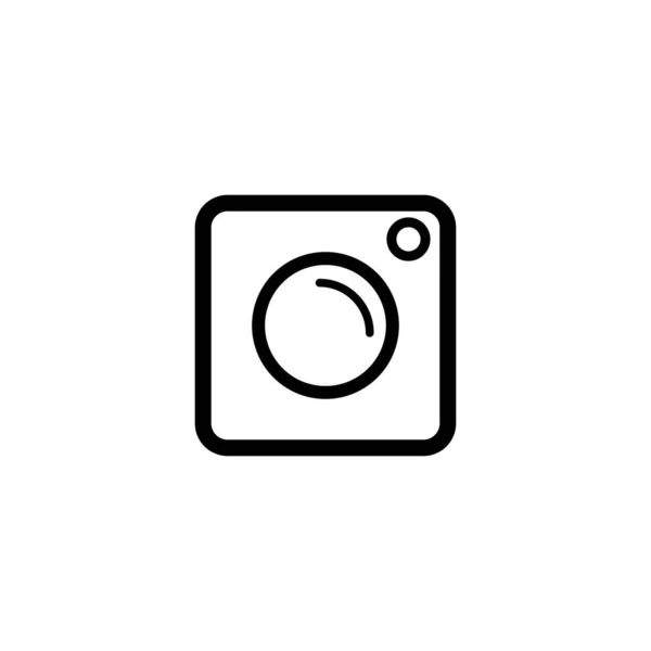 Ikona Fotoaparátu Jednoduchá Linka Čtverec — Stockový vektor