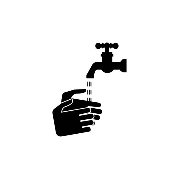 El yıkama ikonu. Eller açık musluk tabelasının altında