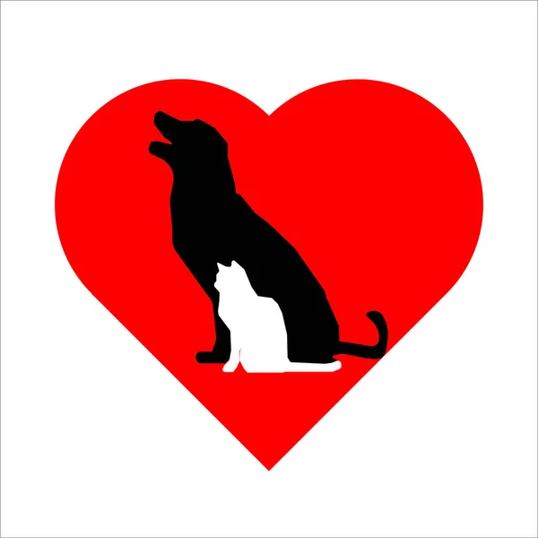 Любовь Питомцам Иконка Кошки Собаки — стоковый вектор