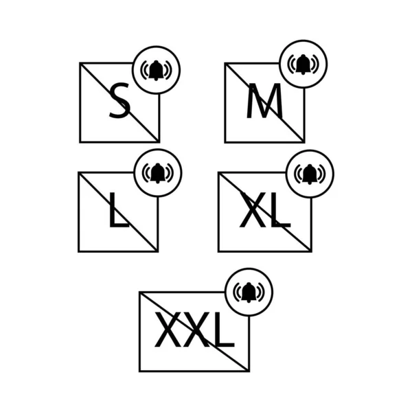 Boyutlar bildirim için zile fazla tıklanır. C 'den XXL simgesine boyutlar