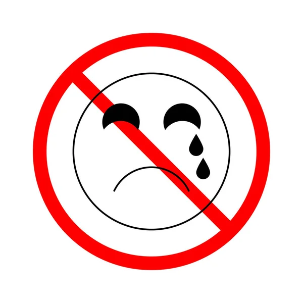 Proibido Chorar Ícone Sinal Emoticon Chorando — Vetor de Stock