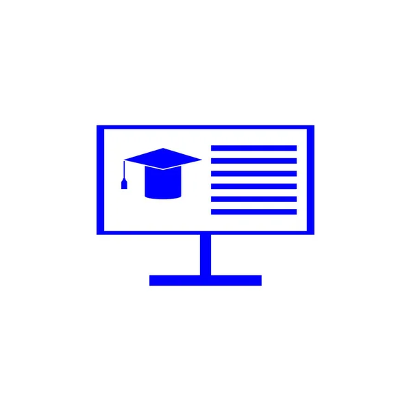 Computer Monitor Cap Academician Icon Distance Education — Stock Vector