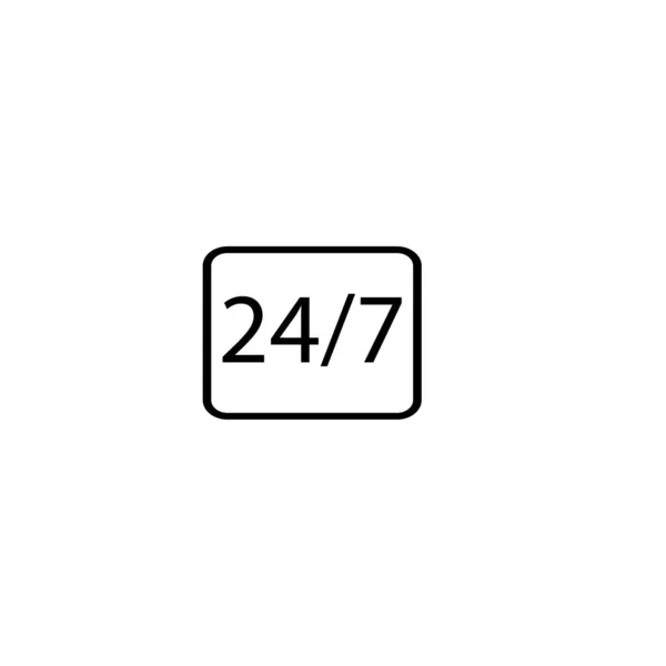 Twenty Four Seven Clock Sign — Stock Vector