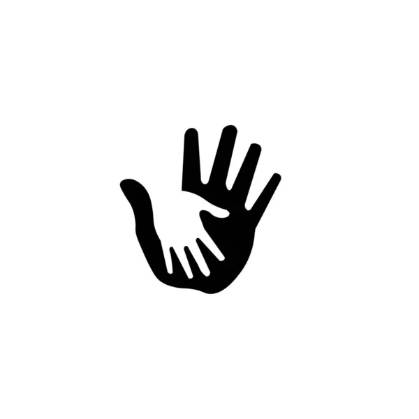 Kind Hand Hand Mit Erwachsenen Handzeichen — Stockvektor