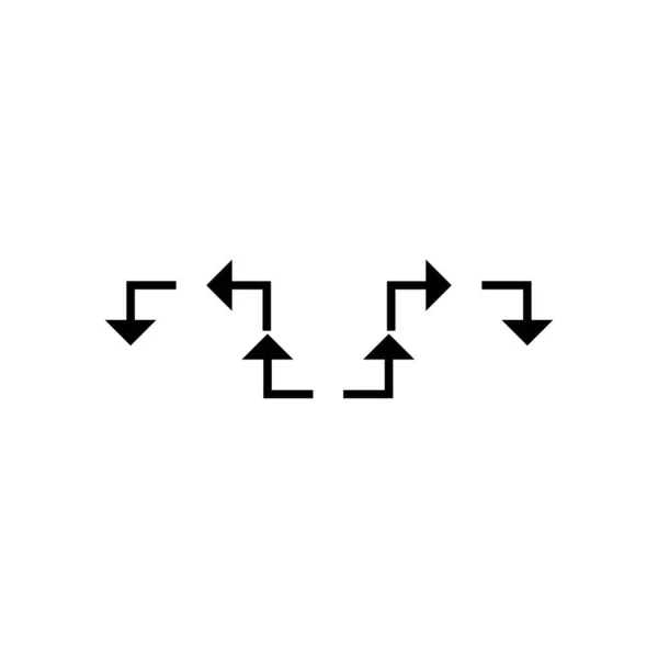 Zigzag Pijl Rechts Pijlen Naar Beneden Links Omhoog Teken — Stockvector