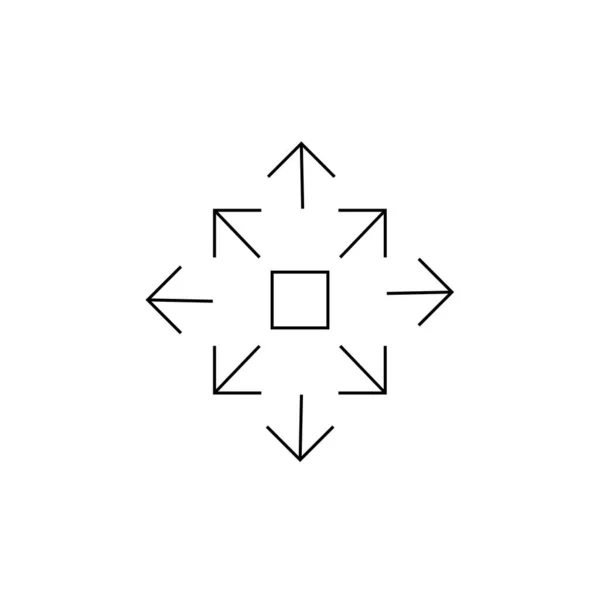 从正方形向外伸出的箭头 方向相反 — 图库矢量图片