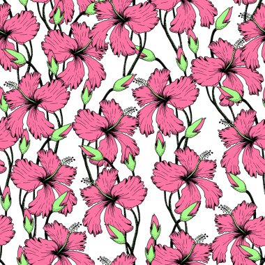 tropikal çiçek kroki