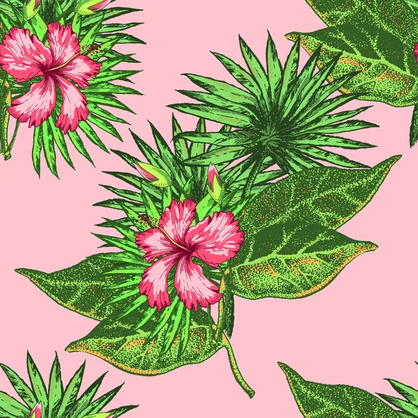 Flores tropicales Palma — Archivo Imágenes Vectoriales