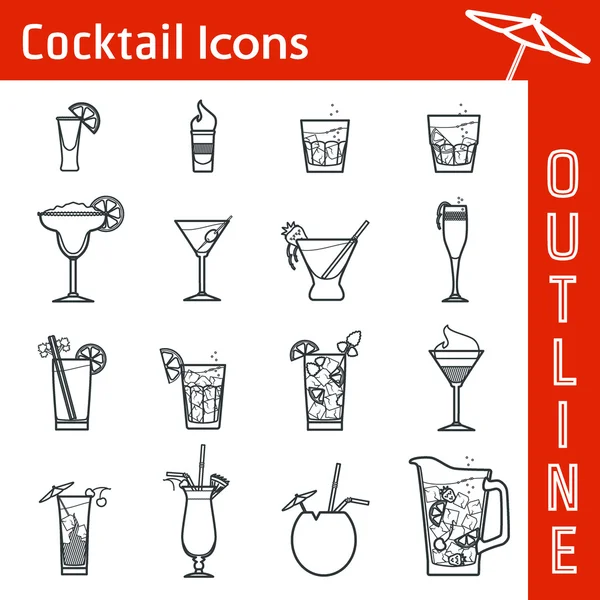 Cocktail iconesboço — Vetor de Stock