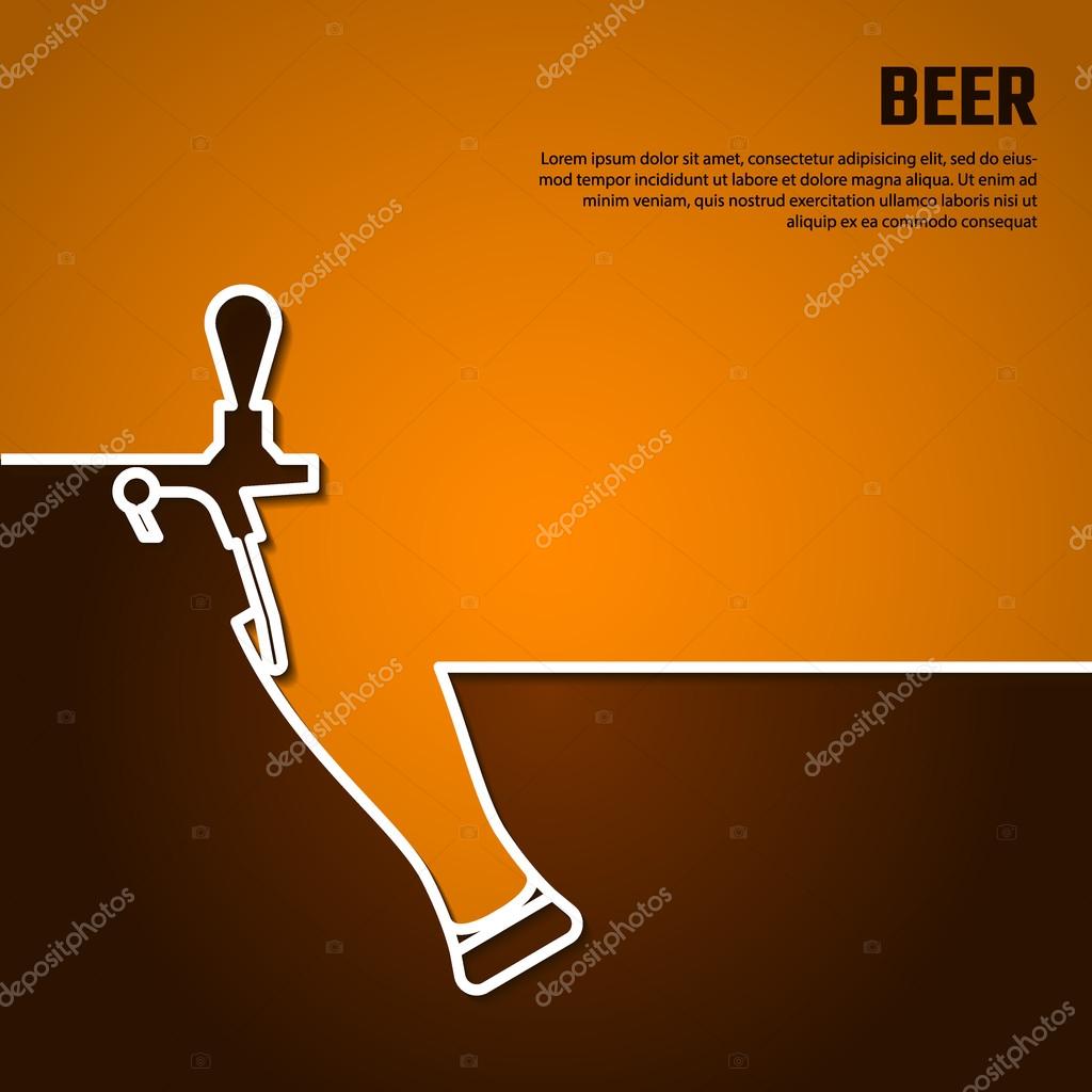 Vector Illustration Of Beer by Line for Design, Website, Background Banner. Restaurant, Cafe Menu Template on Orange. Prepare Beverage Infographic. Bar Symbol
