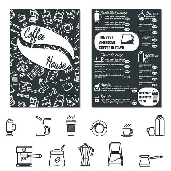 Coffee house set of banners, flyers vector illustration with cartoon