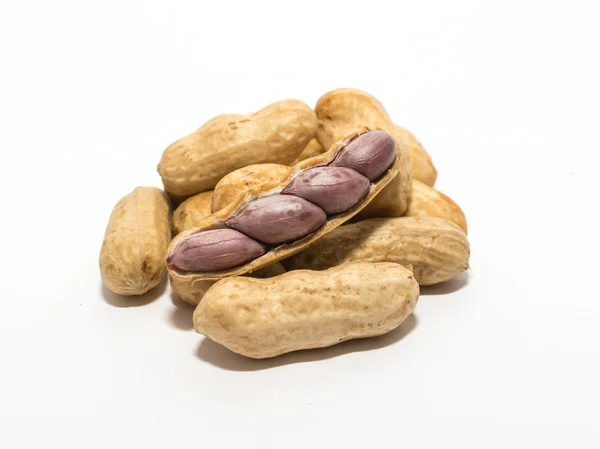 Boiled peanuts on white background. — Stock Photo, Image