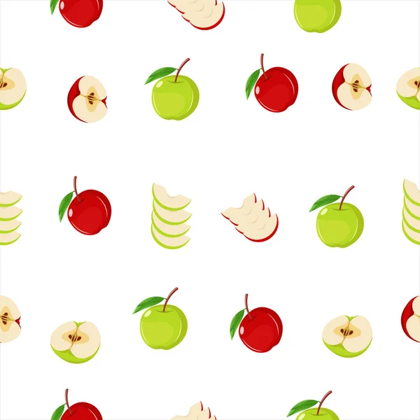 Illustration Vectorielle Motif Sans Couture Pomme Sur Fond Blanc Pomme — Image vectorielle