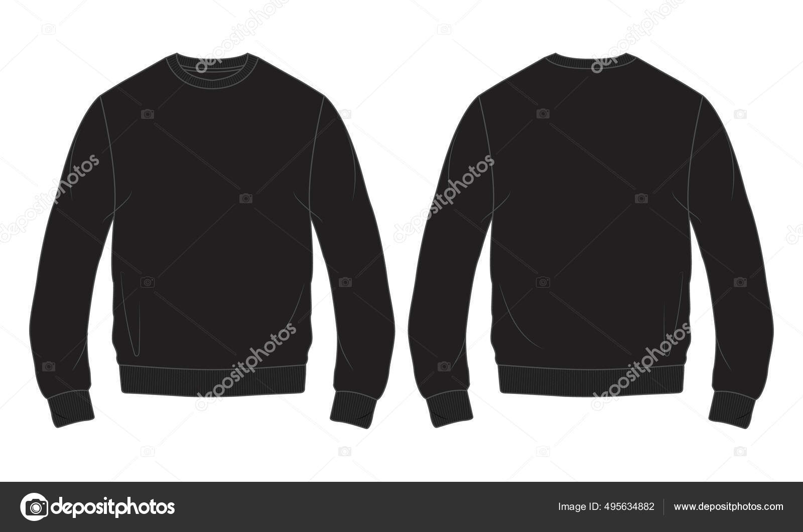 Crewneck Sweatshirt Flat Technical Drawing Illustration Mock-up