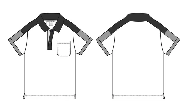 Короткий Рукав Рубашка Поло Карманом Общая Техническая Мода Рисунок Плоский — стоковый вектор