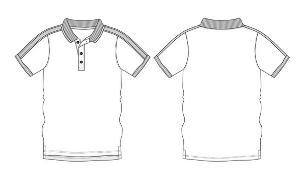 Polo Shirt Overall Technical Sketch Fashion Vector Illustration Template Front — Stock Vector