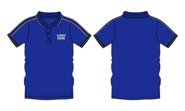 Polo Shirt Tekniska Skiss Mode Vektor Illustration Mall Front Och — Stock vektor