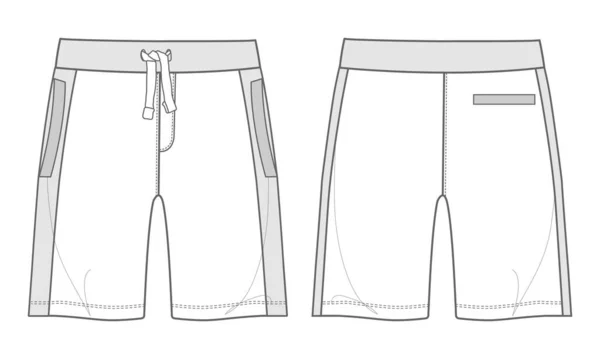 Shorts Byxor Technical Fashion Platt Skiss Vektor Illustration Mall Front — Stock vektor