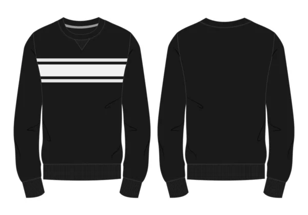 Manches Longues Avec Bande Poitrine Sweat Shirt Mode Esquisses Plates — Image vectorielle