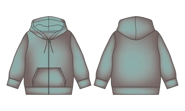 Sudadera Boceto Plano Moda Técnica Plantilla Vectorial Sudadera Algodón Polar — Archivo Imágenes Vectoriales