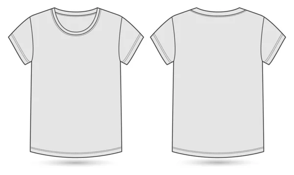 Plantilla Vector Camiseta Básica Manga Corta Ajuste Regular Para Damas — Archivo Imágenes Vectoriales