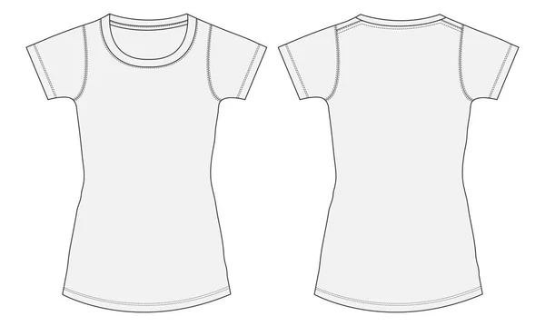 Body Slim Fit Camiseta Manga Corta Para Damas Plantilla Ilustración — Vector de stock