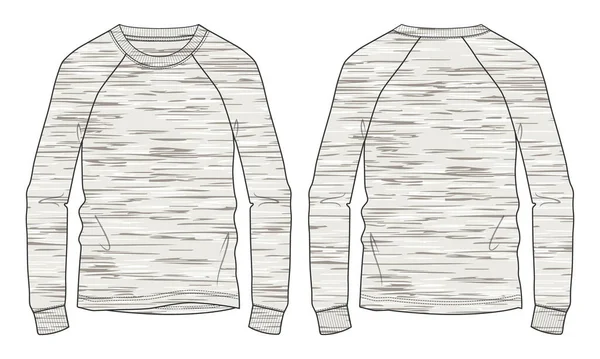 Bawełna Polar Grey Heather Koszulka Długim Rękawem Ogólny Moda Techniczna — Wektor stockowy