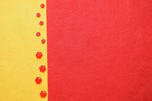 Düğmeli kumaş, parlak renk, kırmızı, sarı, doku, örgü işi, el yapımı, metin yeri, parlak tasarım, arkaplan